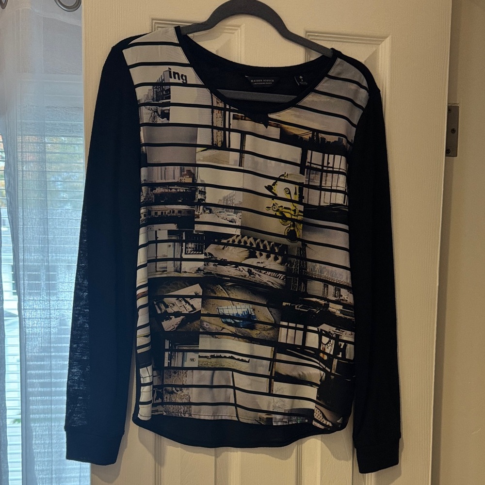 Scotch & Soda Black and White Graphic Sweater